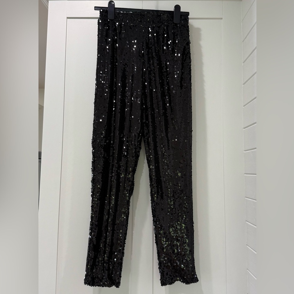 Francesca's Collections Black Sequin Pants